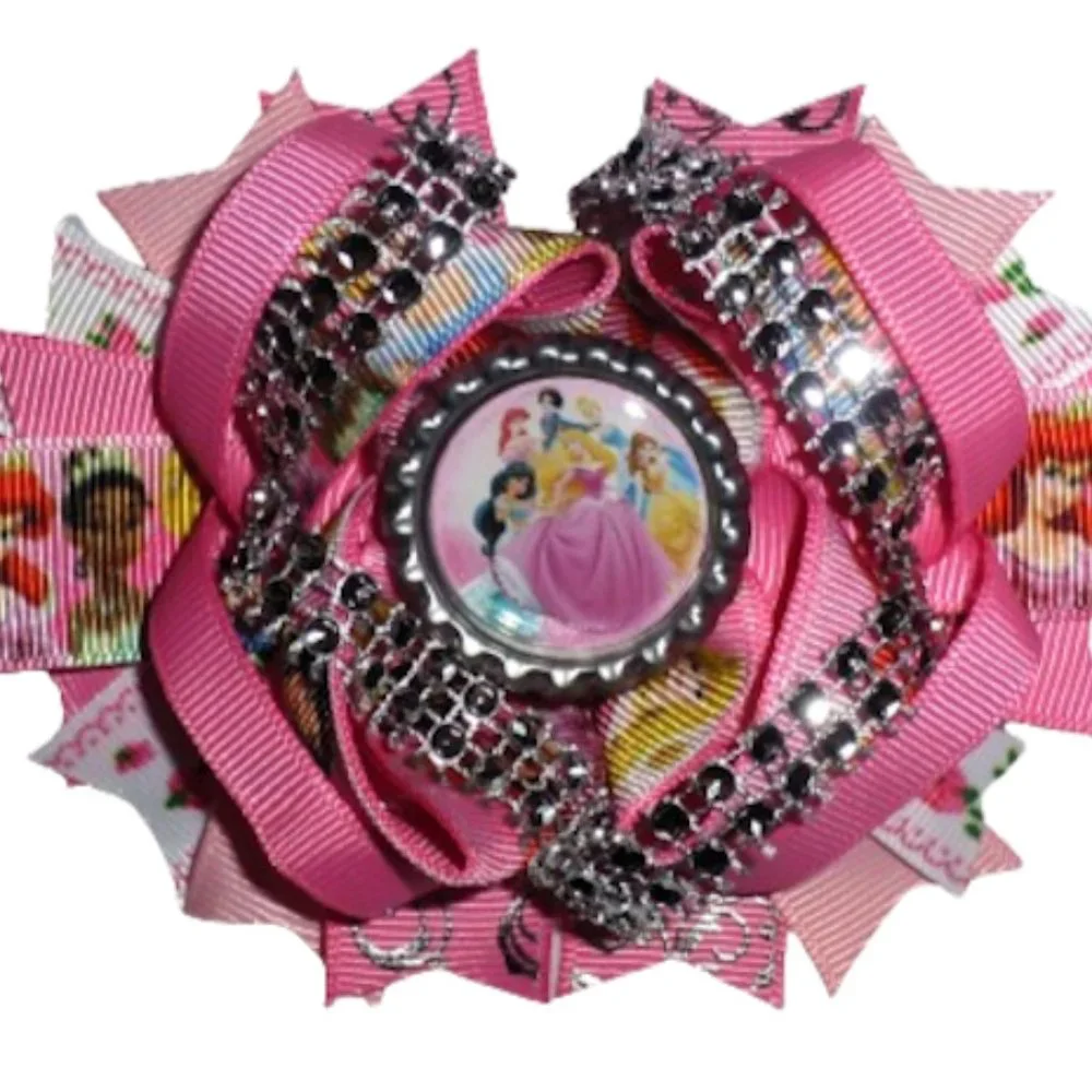 Princess Ariel Cinderella Belle Snow White Jasmine Girls 5-Inch Hair Bow